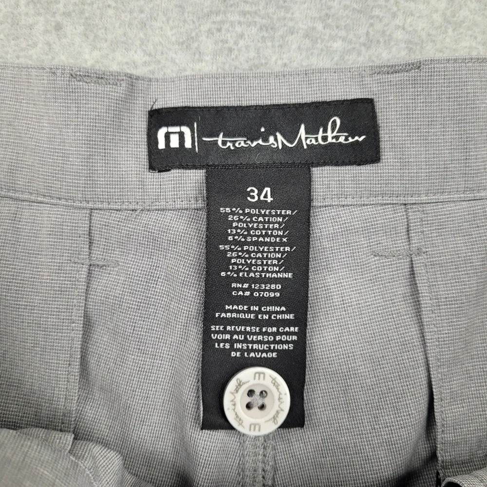 Travis Mathew Golf Shorts Mens 34 Gray Beck Performance Stretch Tech Casual